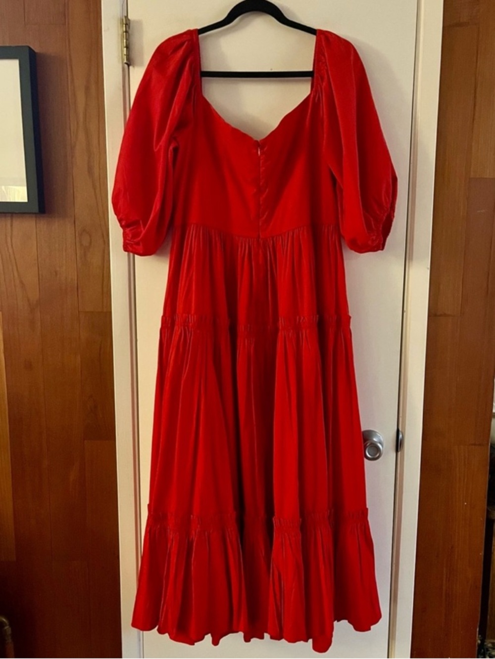 Anthropologie Atsu Size 14 Red Off-The-Shoulder Poplin Midi Dress Scarlet Night - Picture 4 of 7